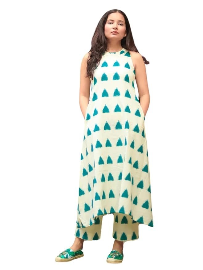 51GhB47PKJL._SY879_.jpg Rayon Floral Kurti Festive Regular Fit Kurta Set for Women - Image 1